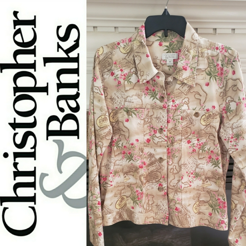 Christopher & Banks Vacation Themed Shirt Jacket (NWOT!)